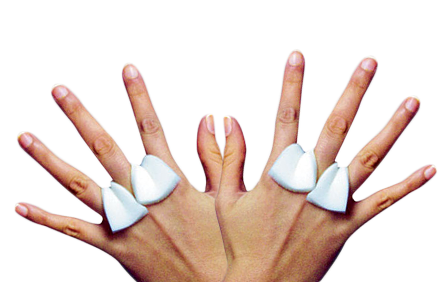 Two Hands With Foam Between Fingers